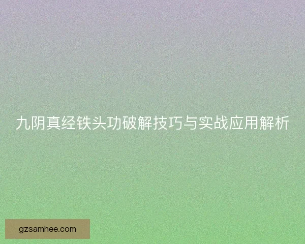 九阴真经铁头功破解技巧与实战应用解析
