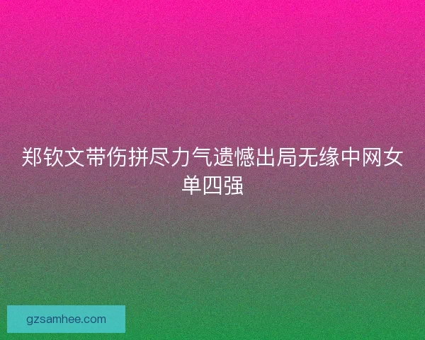 郑钦文带伤拼尽力气遗憾出局无缘中网女单四强